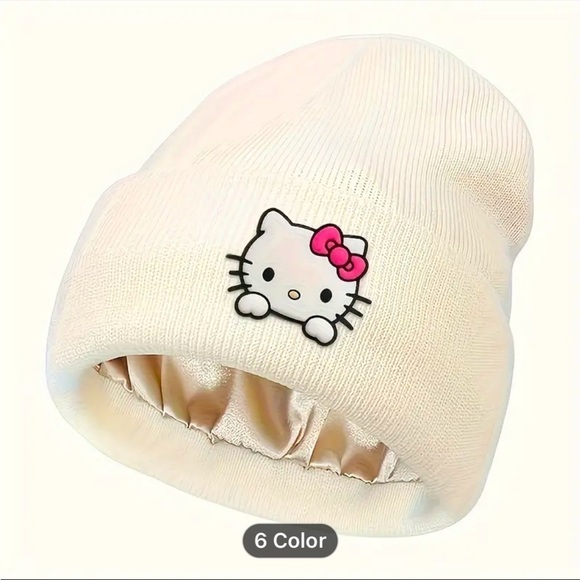 Hello Kitty Accessories - Hello Kitty, winter white knit cap satin lined New in Package